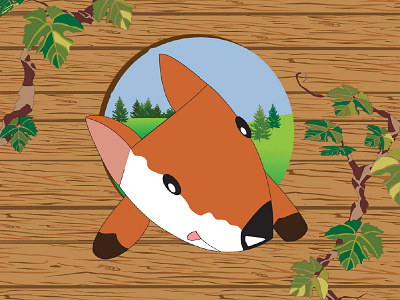 Cute little fox cartoon fox illustration vector web design