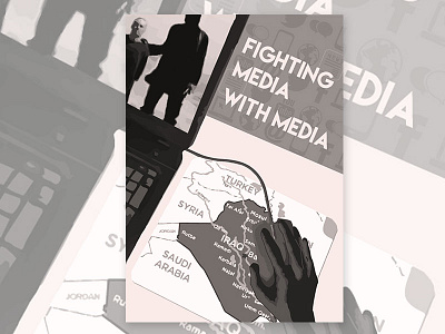 Cover for " Fighting media with media" cover grey illustration print terrorism
