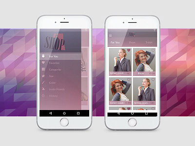 Shop Now app menu pink web women