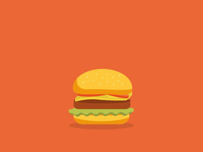 I'm very hungry today. animation burger eat fast food