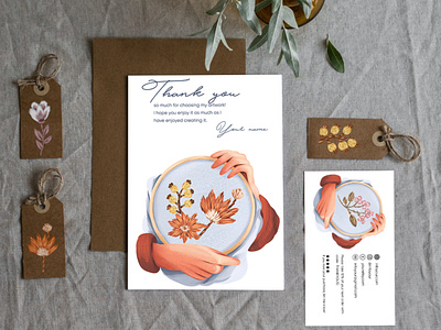 Branding for needlework (business card, postcard, stickers, tags