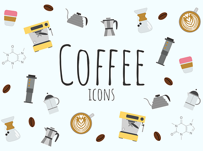 Coffee Icons caffine coffee design graphic design icons illustration vector