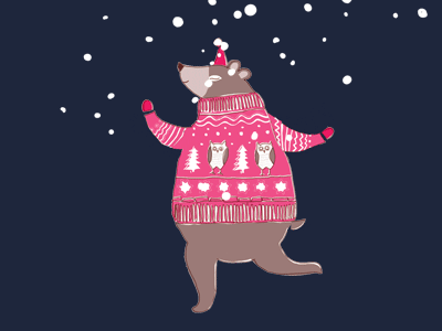 Dancing bear animated bear bulgarianartist dancing handdrawing illustration snowing winter zdravolinna