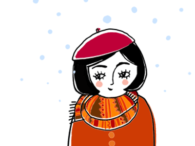 It is snowing animated bulgariandribbble coat cute girl hair illustration orange snowing time winter zdravolinna