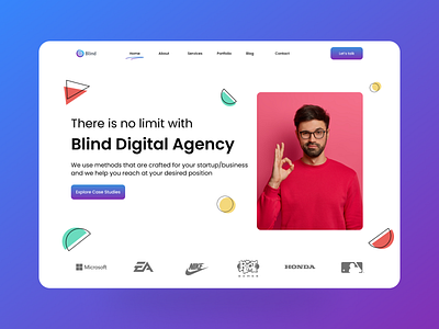 Digital Agency Landing page abstract clean creative design digital agency dribbble figma graphic design header section landing page minimal modern shapes simple ui web webdesign website