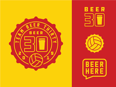 Beer Here bar beer bottle cap concept here leauge lines logo mark summer thirty volleyball