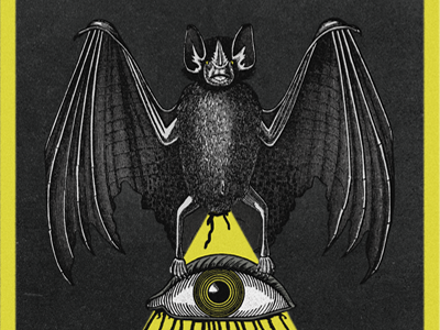 Gig WIP bat black eye illustration poster yellow