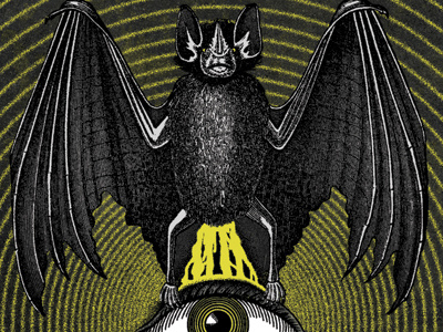 Gig WIP 2 bat black eye illustration poster yellow
