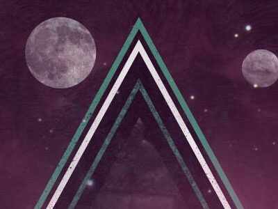 Secrets of the Sky blue green metal moon poster purple space triangle wolf
