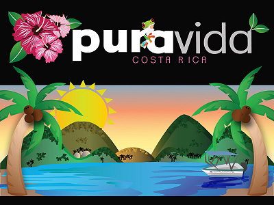 Scenery banner costarica flowers frog logo palter puravida water