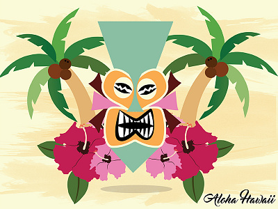 Aloha Hawaii aloha flowers graphicdesign hawaii illustration palmtrees tiki