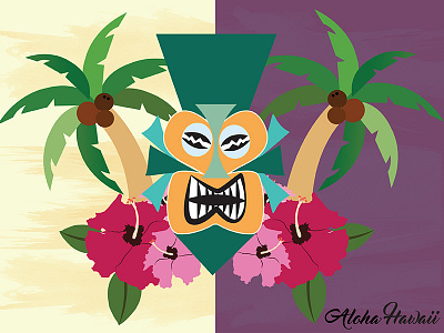 Aloha Hawaii aloha flowers graphicdesign hawaii illustration palmtrees poster tiki