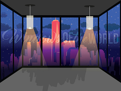 Windows of the World (Nighttime) apartment city graphicdesign illustration landscape lights views window windows