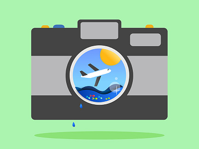Travel airplane camera fish graphicdesign illustration logo travel