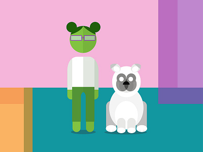 girl & dog avatar characters dog girl icon illustration