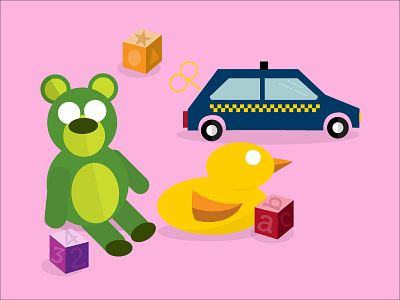 A Baby Was Here baby bear blocks car children illustration kids rubber duck toys