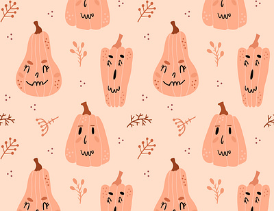 Pumpkin pattern autumn background character decor design face graphic halloween holiday illustration print seamless pattern smile typography vector wrapping