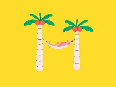 36 days of type H art beach character design design drawing girl hammock illustration ipad palmtree procreate vector