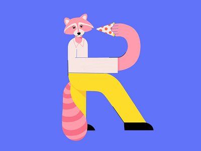 36 days of type R animal art character design design drawing illustration ipad pizza procreate raccoon vector