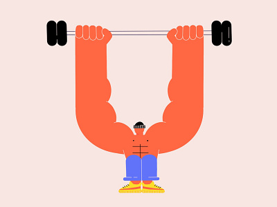 36 days of type U art character design design drawing dumbell guy gym illustration ipad lifting men procreate vector workout