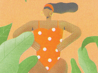 A girl from Aruba (riso orange) art beach character character design design drawing girl illustration ipad printmaking prints procreate riso risograph