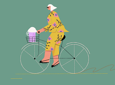 Hype Grandma art bike bike ride character design design drawing flower girl grandma illustration ipad newyork nyc pattern procreate vector