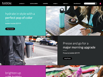 Bobble Homepage bobble color ecommerce full width gird layout lifestyle minimal site