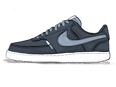 Nike Court Vision Low - Halftone adobe design drawing fresco illustration ipad shoe sketch sneaker
