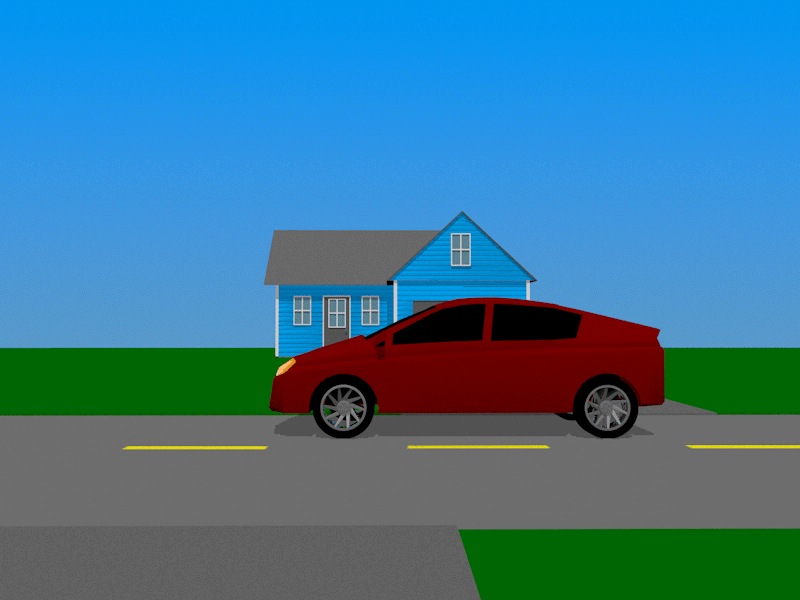 Cruising in the hood. animation c4d cinema 4d driving hood house loop mograph motion design neighborhood prius