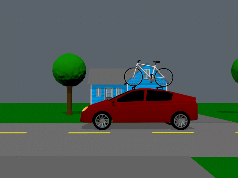 Prius bike 3d animation bicycle bike c4d cinema4d driving gif loop motion design prius render