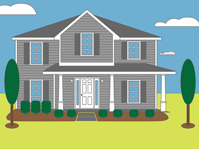 House exterior flat frame house illustration illustrator line storyboard