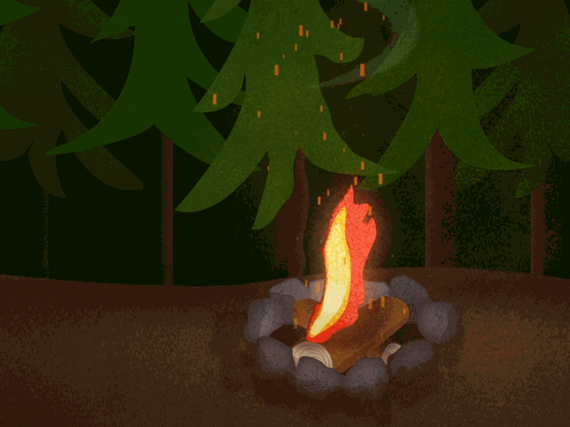 Campfire close up animation camping cell animation fire frame by frame motion design texture