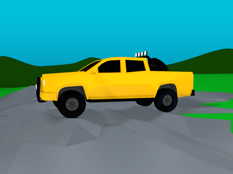 Toyota Off-road Mountain 3d cinema4d cliff illustration low poly 4x4 off road pick up rocks rotation toyota vehicle