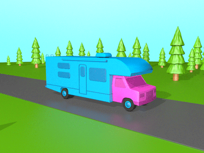 RV Forest 360video 3d animation c4d camper cinema4d driving gif illustration loop mograph motion motion design rv vr