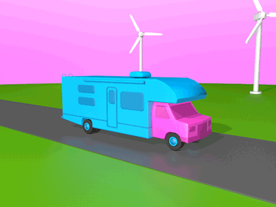 RV Wind Farm 3d animation c4d camper cinema 4d cinema4d driving gif illustration loop mograph motion motion design rv