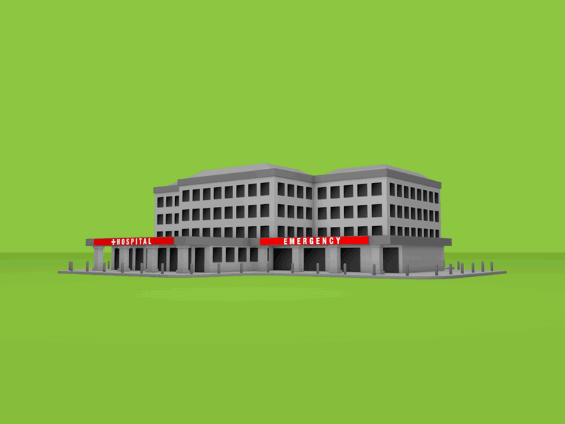 Hospital loop 3d animation building c4d cinema 4d cinema4d gif hospital illustration