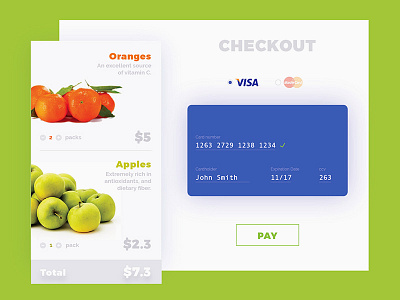 Checkout card checkout cost fruit input pay