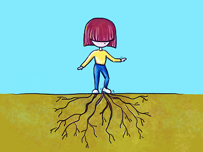 Roots escape ground illustration roots struggle stuck
