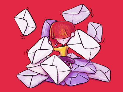 Email Attack attack drawing email falling illustration line red