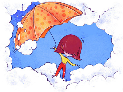 In The Clouds clouds drawing float fly illustration lines sky umbrella