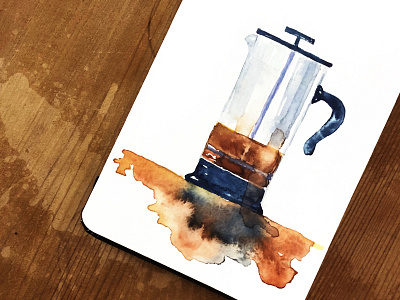 Coffee Watercolor coffee french press sketchbook stain watercolor
