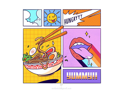 “YUMMY RAMEN” animation delicious food graphic design illustration japanese mvdswink naruto noodle ramen tshirt tshirt design yummy