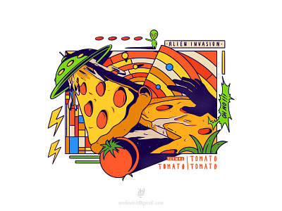 Alien Invasion to Pizzaland alien animation delicious design funny graphic design illustration pizza scifi ufo