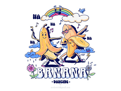 Banana Dancing banana dance dancing delicious design food funny graphic design illustration monkey mvdswink yellow