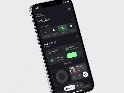 Smart Home Service app application black clean dark design green interface service smart home ui ui design user experience user interface ux ux design