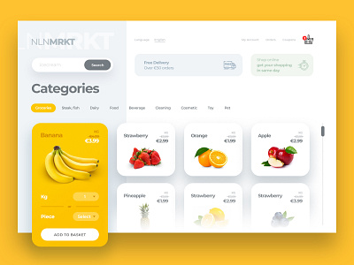 Online Grocery Market ecommerce food app grocery online grocery store interaction design latest trend minimalist online shopping online store onlinefood uiuxdesign userexperiencedesign userinterfacedesign