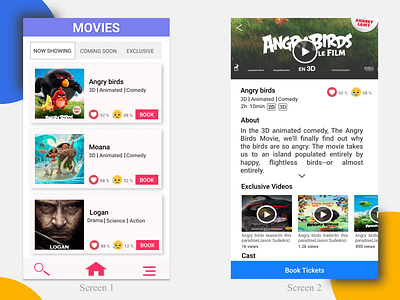 Movie Booking App Design appui bookapp flatdesign movie booking app