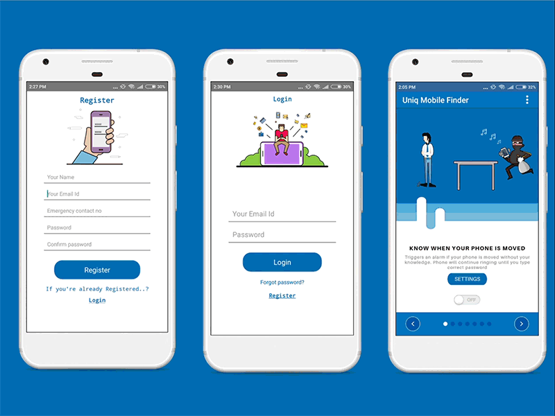 Onboarding Screens of UniQ Mobile Finder App