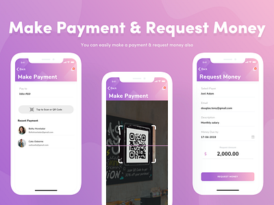 Make Payment & Request Money adobexd appui design figma interaction design payment app photoshop uiuxdesign userexperiencedesign userinterfacedesign visual design