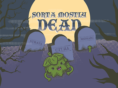 Beer can label design beer cemetery comic good knife studio grave illustration merchandising packagign zombie